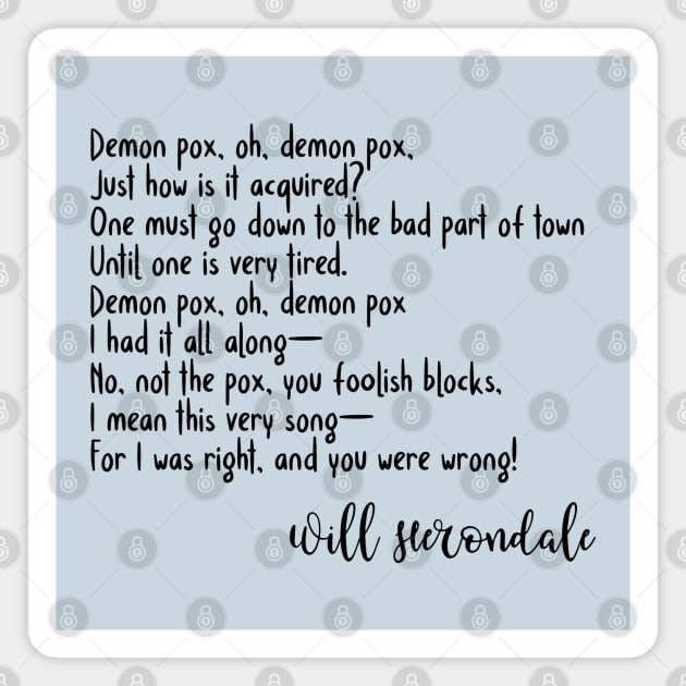 Demon pox Will Herondale Magnet by Bookishandgeeky